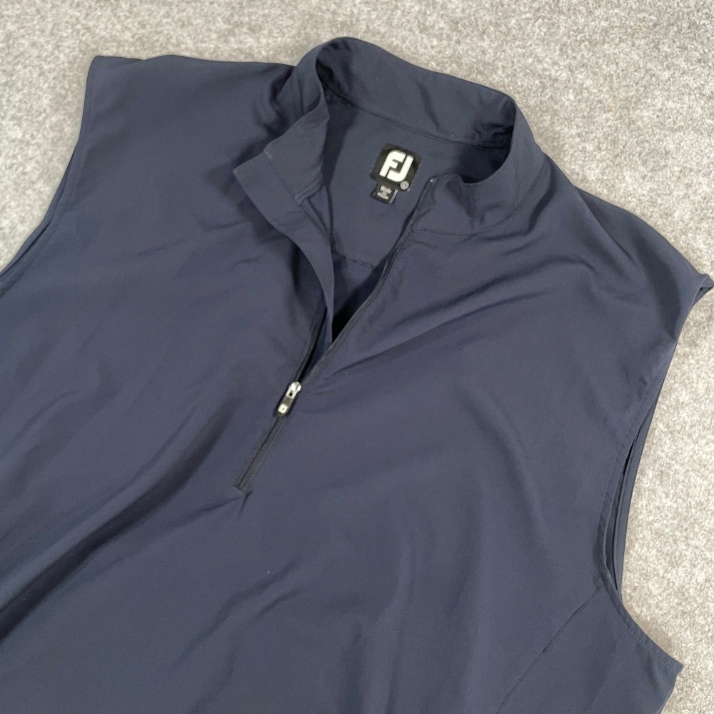Footjoy Mens Vest L Navy Golf Layering Full Zip Performance Sleeveless 1/4